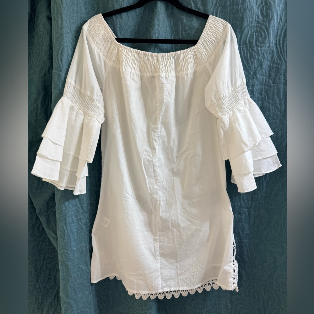 Lulumari Embroidered Off-Shoulder Mini Boho Dress  Size S - Picture 2 of 6